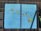 Island Maps Aloha Aloha Large Spiral Notebook