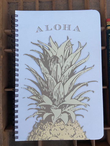 Vintage Pineapple Aloha Large Spiral Notebook