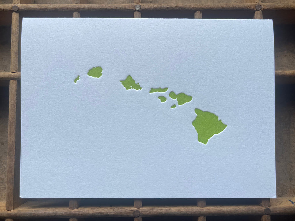 Green Islands Letterpress Card - Single or Set of 6