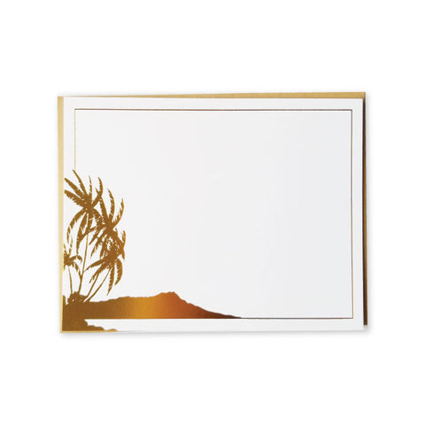 Vintage Diamond Head Gold Foil A2 Flat Note Cards - Set of 6
