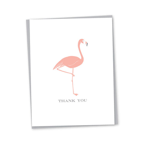 Thank You Flamingo Letterpress Card