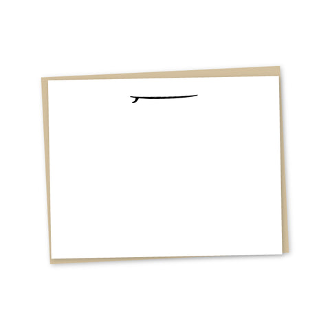 Surfboard Silhouette Letterpress Note Cards - set of 6