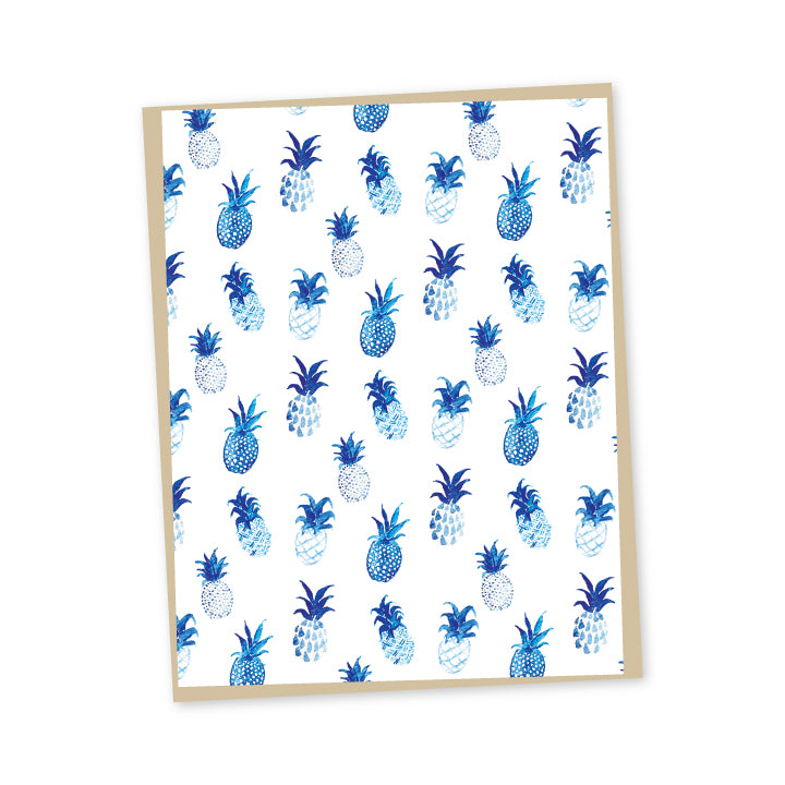 Blue Pineapple Folded Note Cards