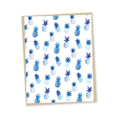 Blue Pineapple Folded Note Cards