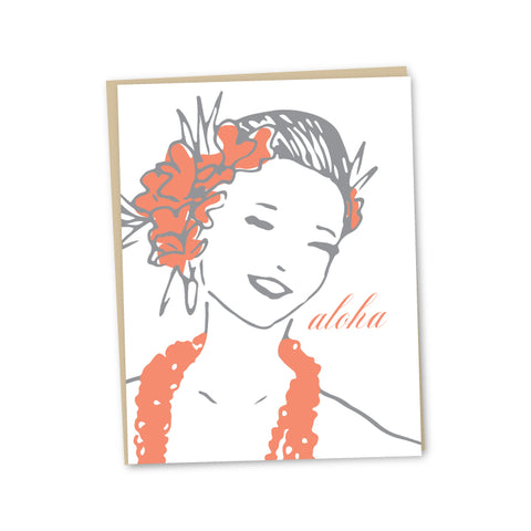 Hula Aloha Letterpress Card
