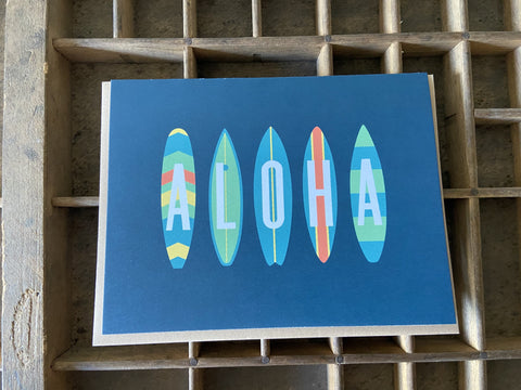 Blue Aloha Surf Folded Note Cards - Single or Set of 6
