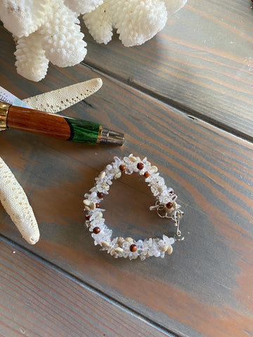 Glass, Koa & Shell Bracelet