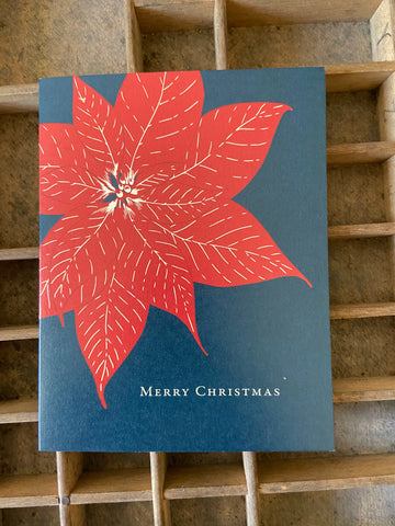Poinsettia Merry Christmas Holiday Card