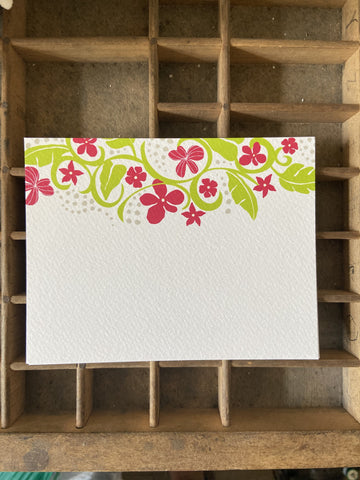 Tropical Floral Flat note cards 6pack