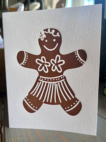 Gingerbread Hula Letterpress Card