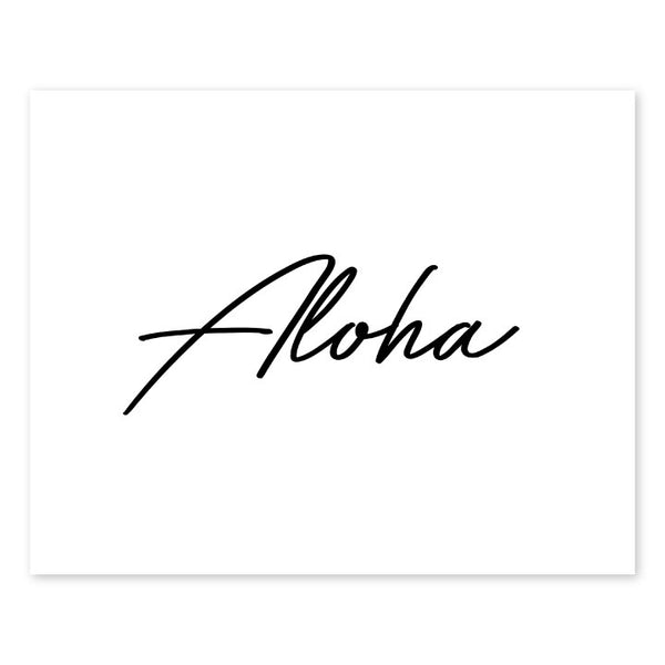 Aloha Script Text Script Aloha Letterpress Art Print – Bradley & Lily