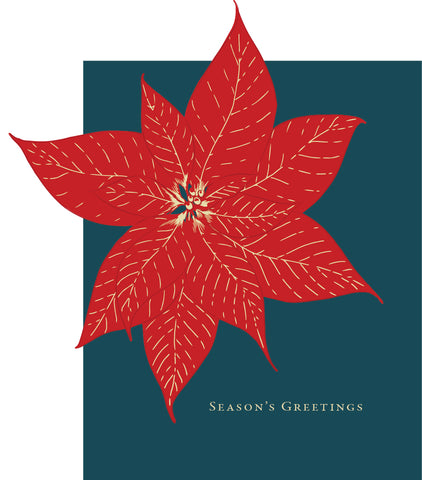 Poinsettia Seasons Greetings Holiday Card